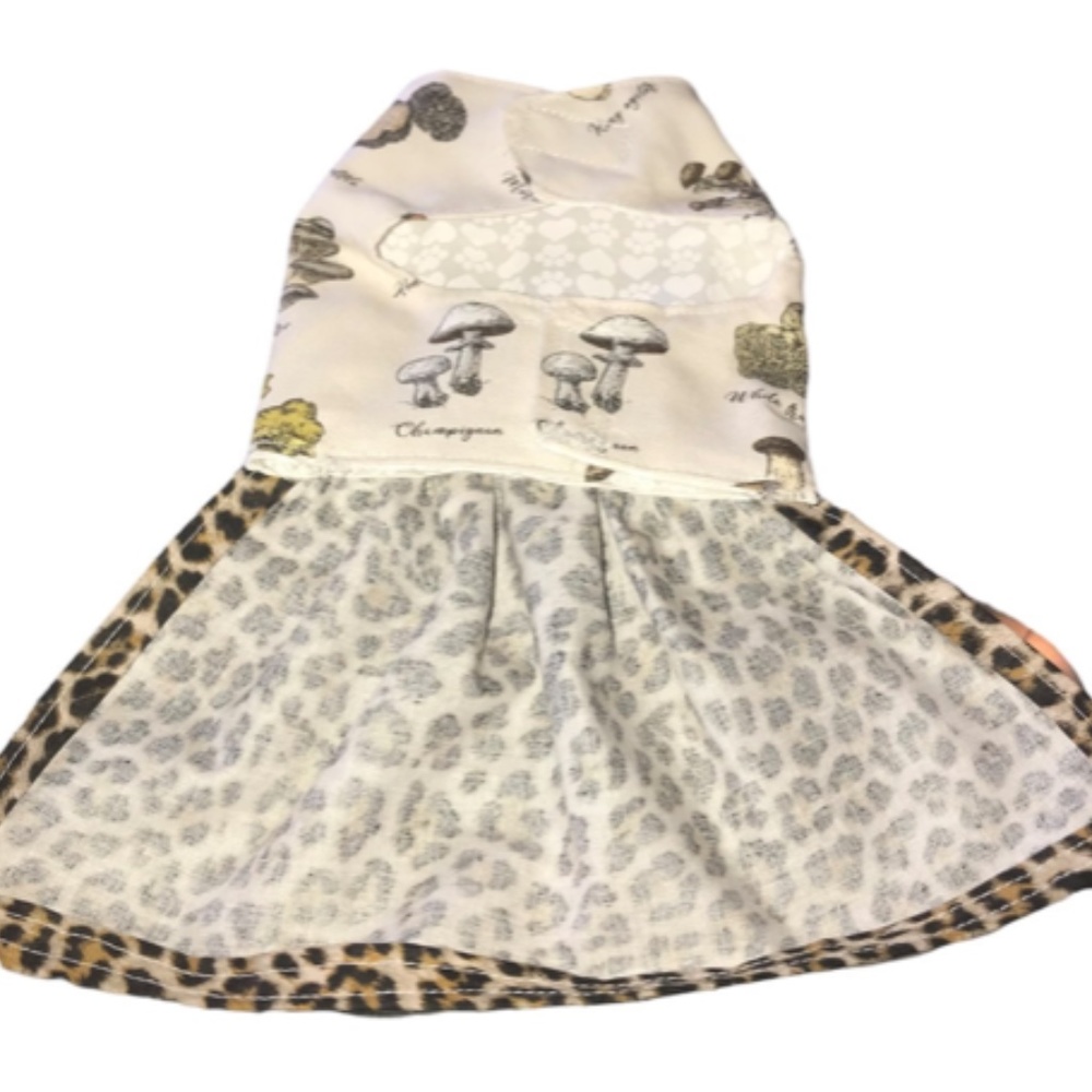 Handmade Cheetah Print/Mushroom Dog Dress- Size Small - Picture 4 of 10